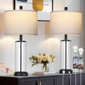 26ft Black Glass Table Lamps Set of 2 - Touch Dimmable Bedside Lamps