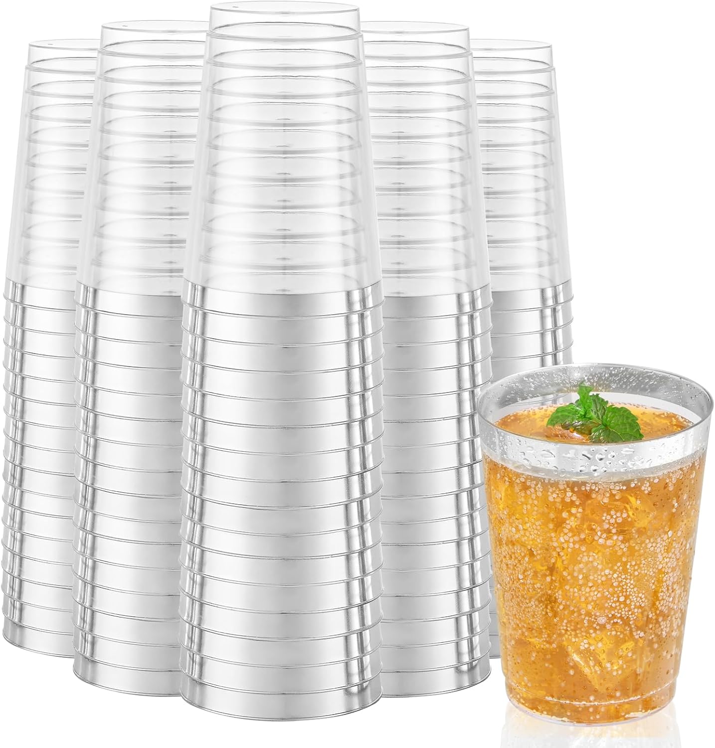 200 Pack 12 oz Silver Plastic Cups for Elegant Parties