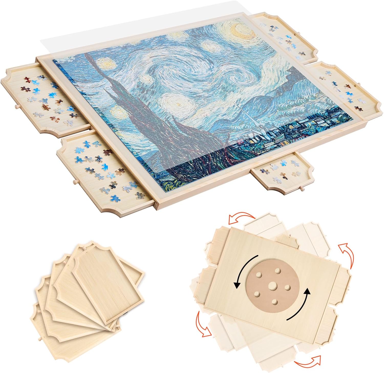 VEVOR 1500 Piece Rotating Puzzle Board with 5 Drawers