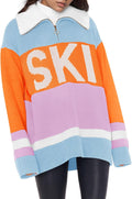 Womens Sweaters Trendy Long Sleeve 1/4 Zip Pullover - Cozy Color Block