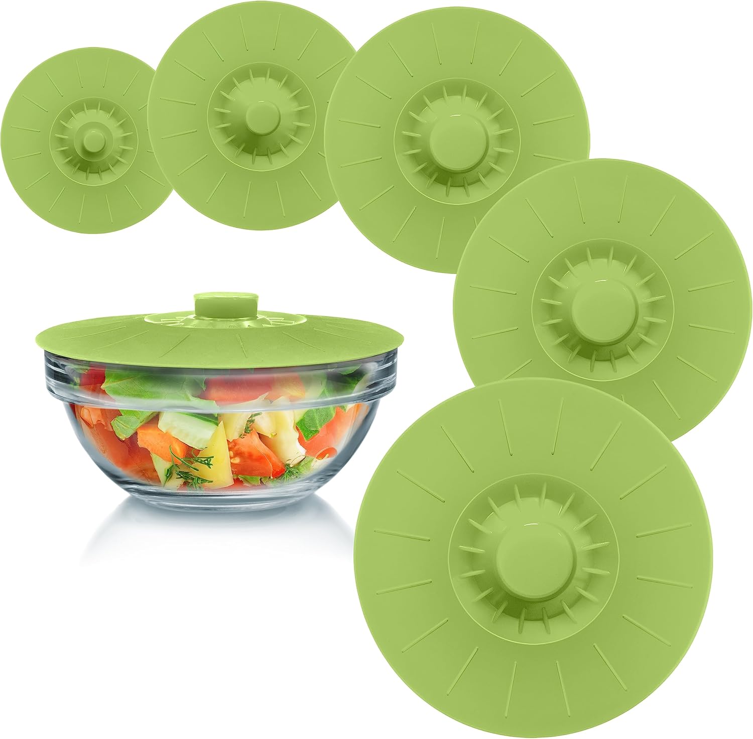 Reusable Silicone Bowl Lids Set - Easy Grip & Seal