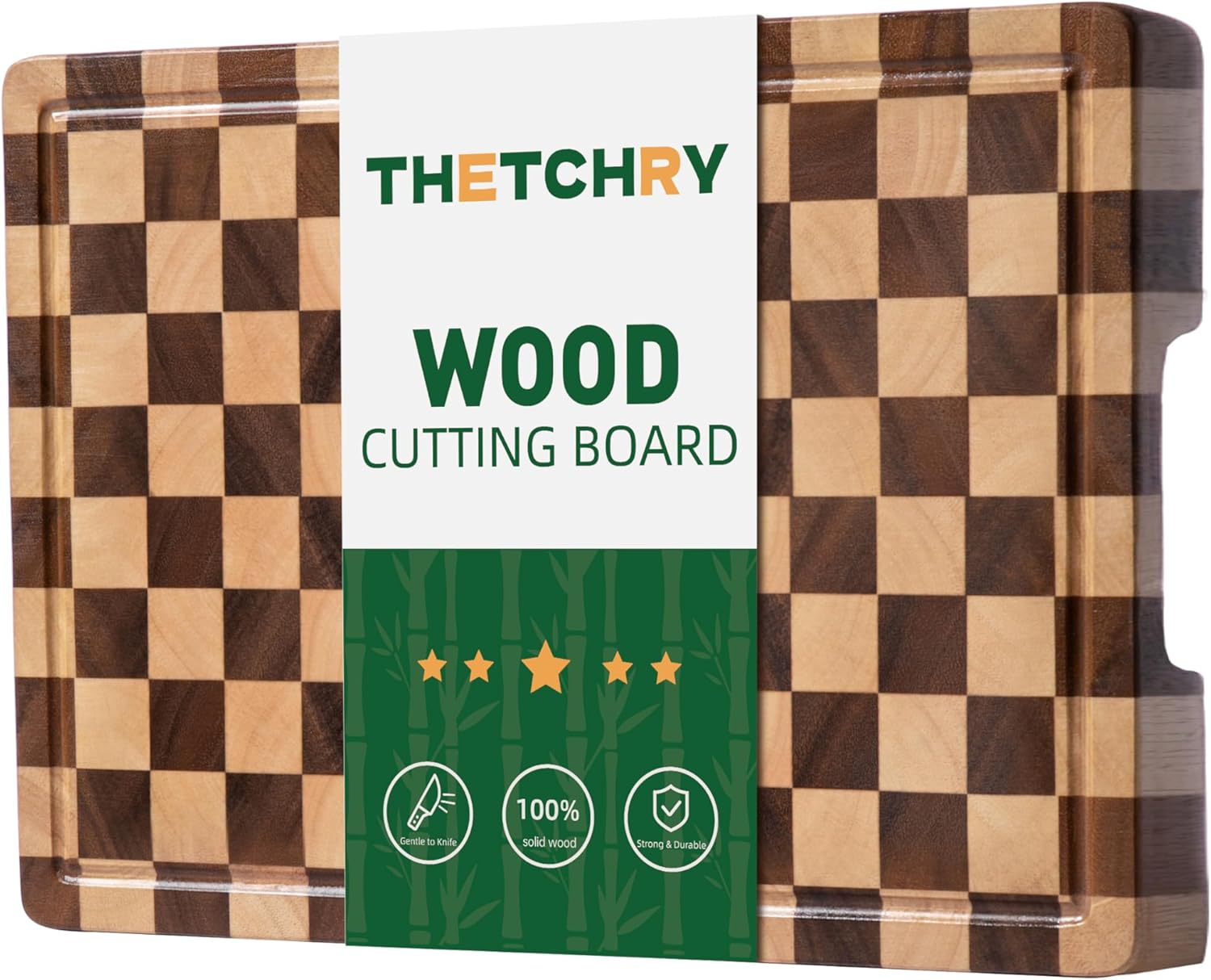 End Grain Cutting Board for Kitchen - Acacia Wood Butcher Block