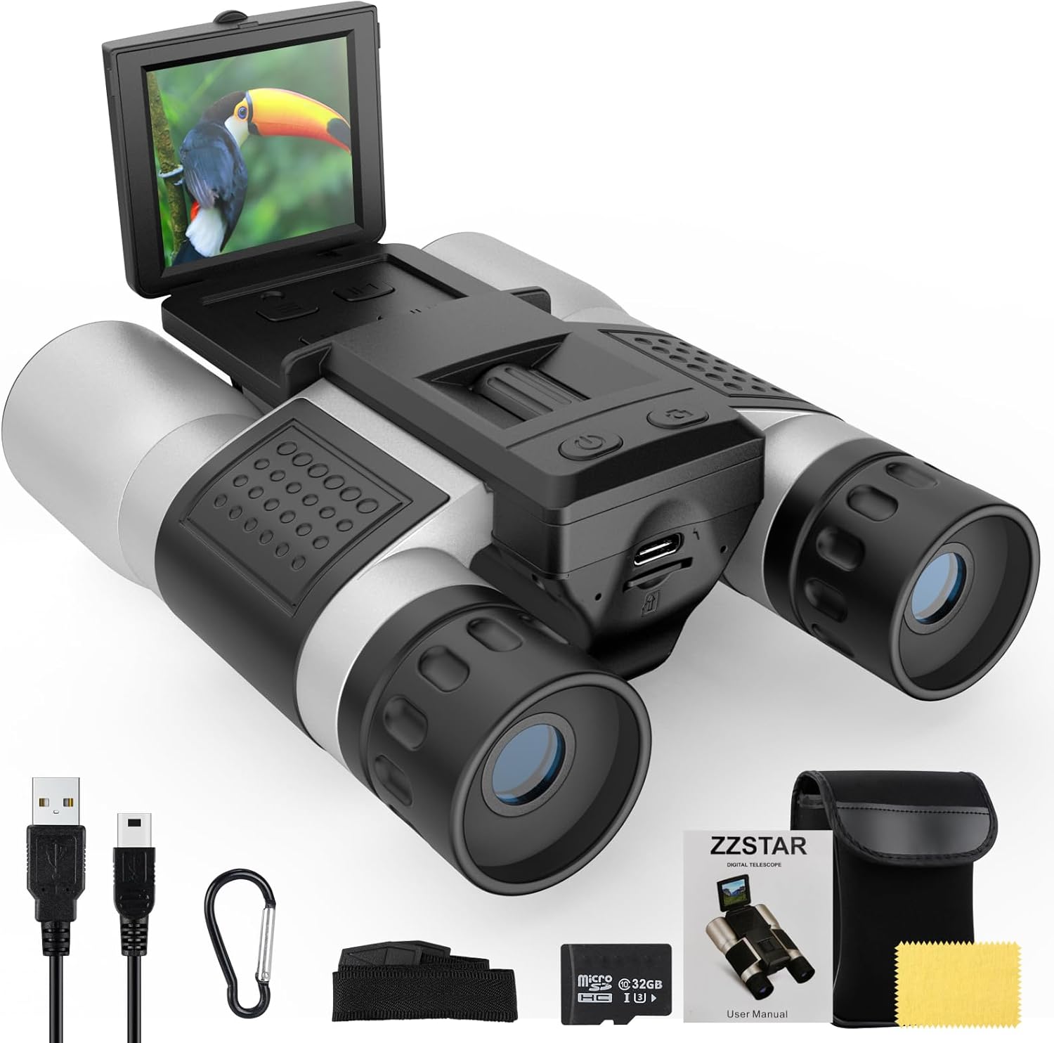 ZZSTAR 12x32 Binoculars with Camera for Bird Watching and Travel