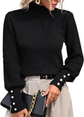 Upopby Women's Turtleneck Lantern Sleeve Sweater - Lightweight Knit