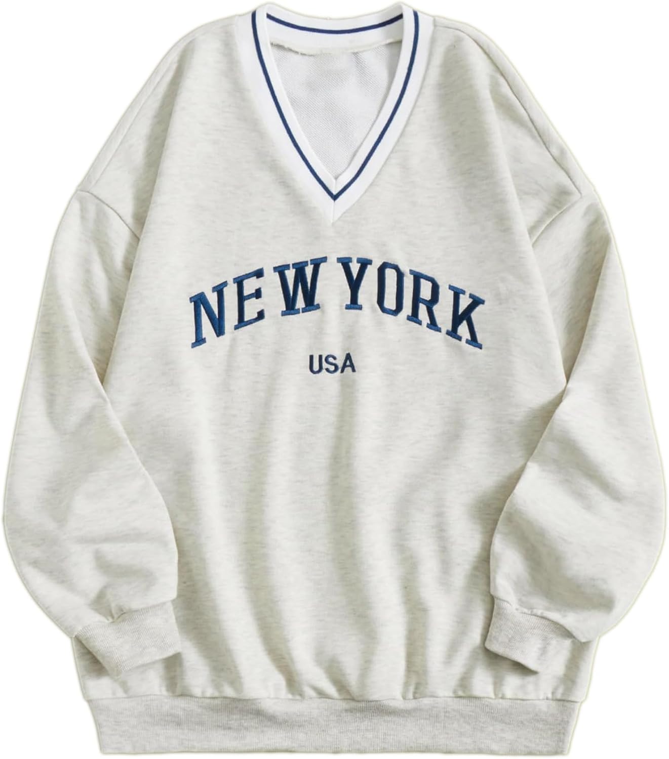 Cozy Chic: Remidoo NY Embroidered V Neck Sweatshirt