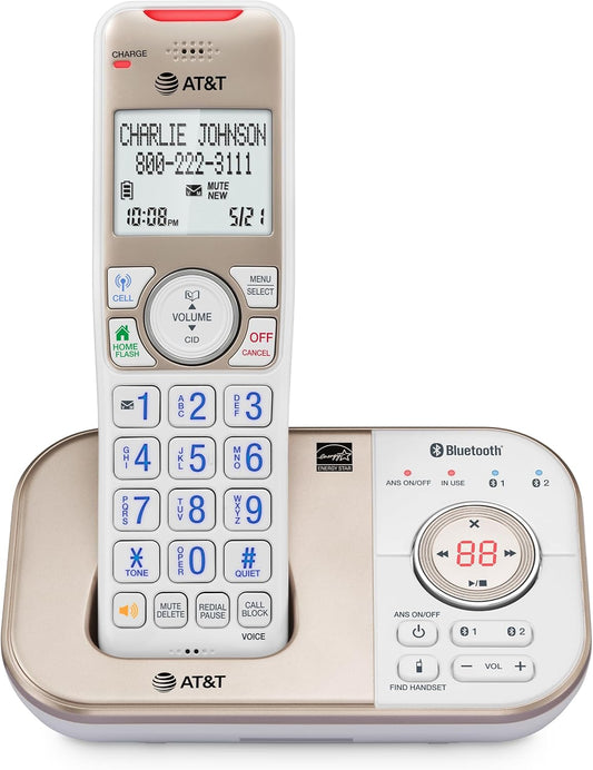 AT&T 1-Handset DECT 6.0 Bluetooth Cordless Phone with Features