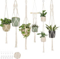 Macrame Plant Hangers 6 Pack - Boho Hanging Planters Set