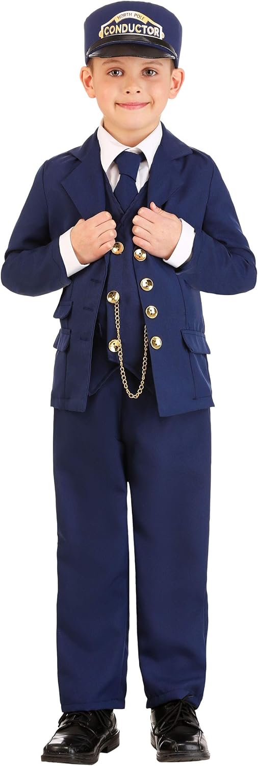 Kids North Pole Train Conductor Costume for Boys - Navy Blue Outfit