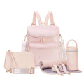 Minsong Diaper Bag Backpack - Fashion Leather Mommy Backpack (Pink)