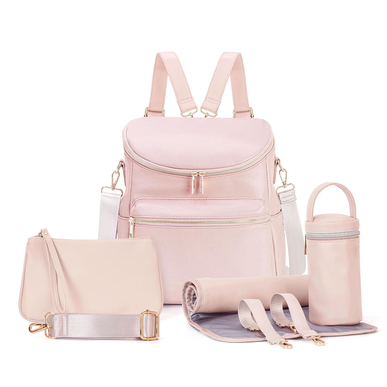 Minsong Diaper Bag Backpack: Stylish Leather Travel Bag