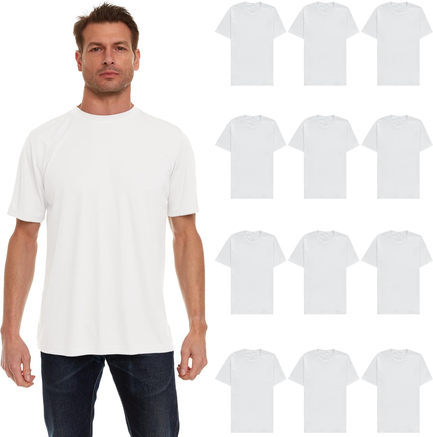 Plus Size Men's Cotton T-Shirts Bulk Big & Tall 12 Pack