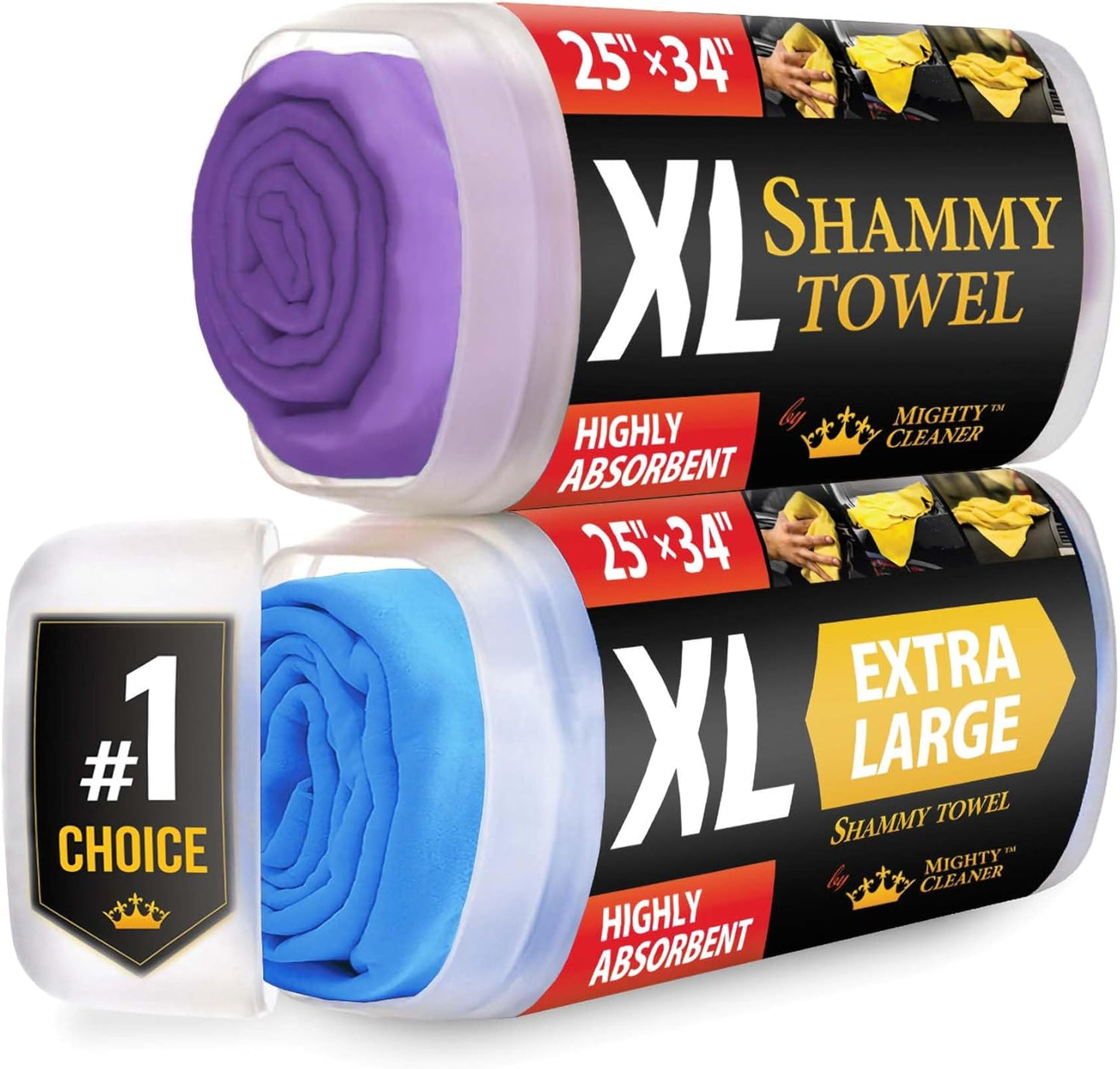 Premium XL Shammy Towel for Car Drying - Super Absorbent 2pk
