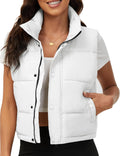 Women Cropped Puffer Vest Sleeveless Winter Jacket - Trendy Fit
