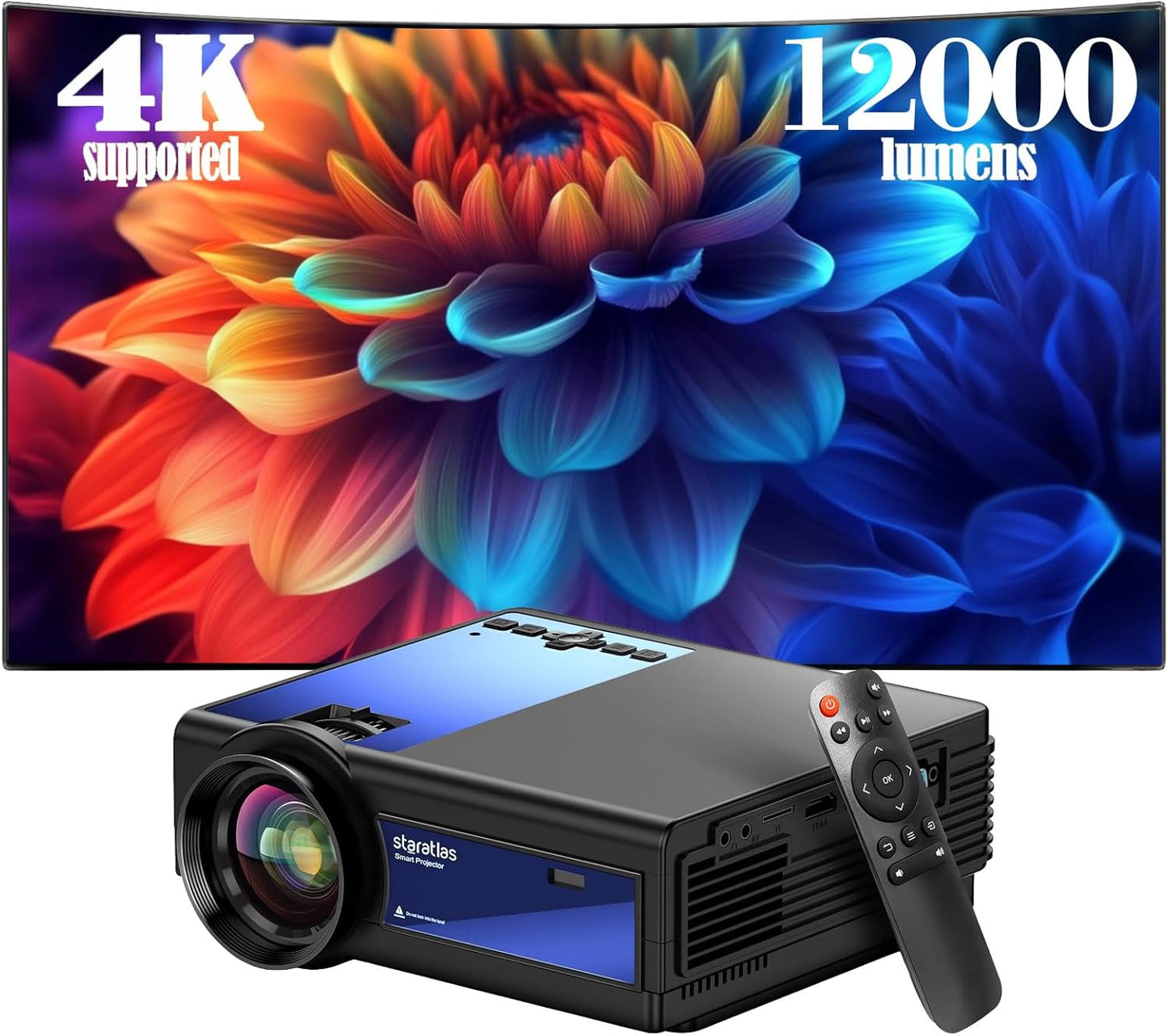 Staratlas Mini Projector: 12000L Native 1080P Video Quality