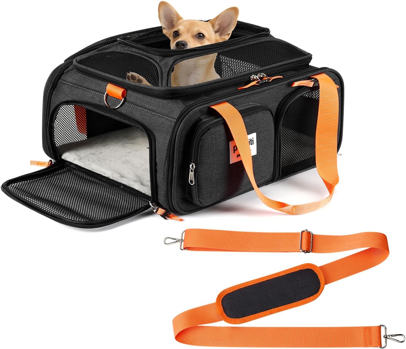 17x13x8 Expandable Pet Carrier for Extra-Small Dogs and Cats