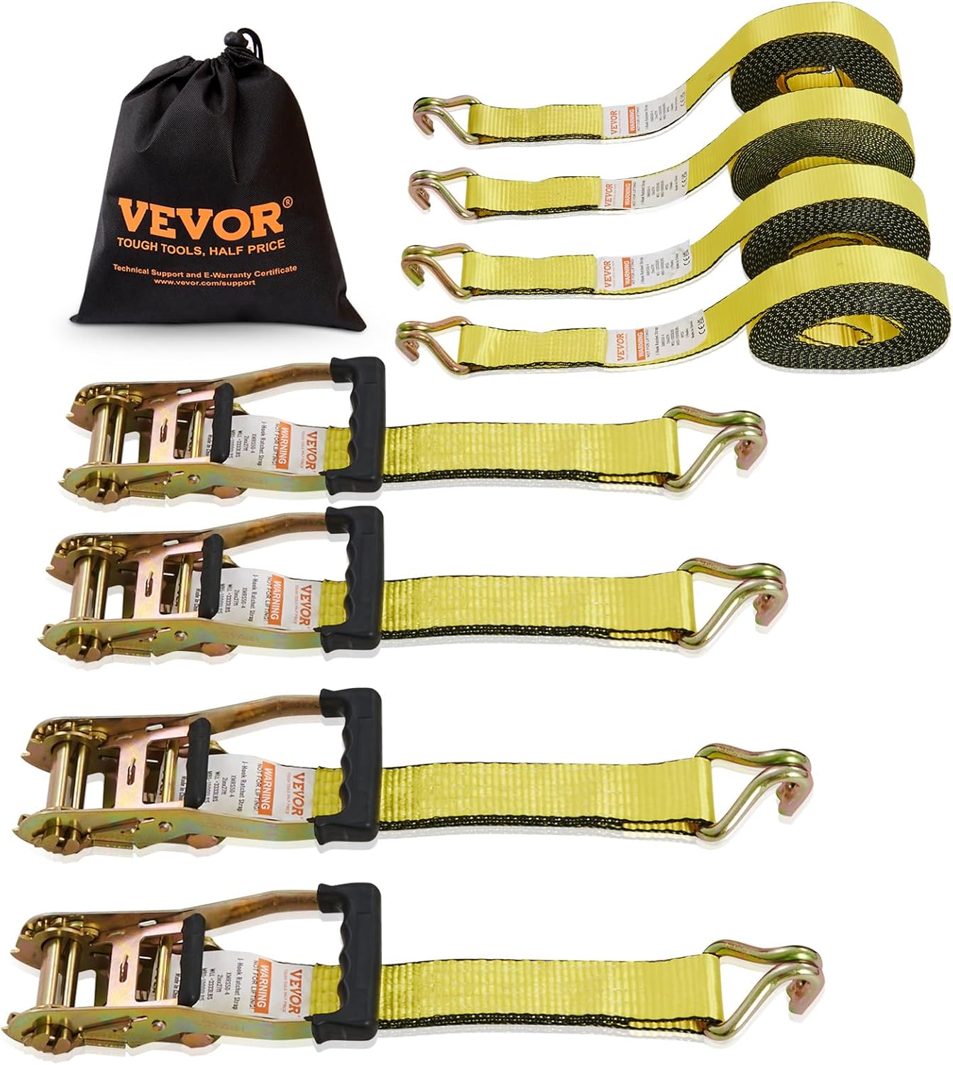 VEVOR Ratchet Tie Down Straps for Heavy Duty Cargo Security