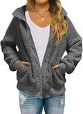 Womens Sherpa Fleece Jacket Button-Down Coat - Warm Casual Fit