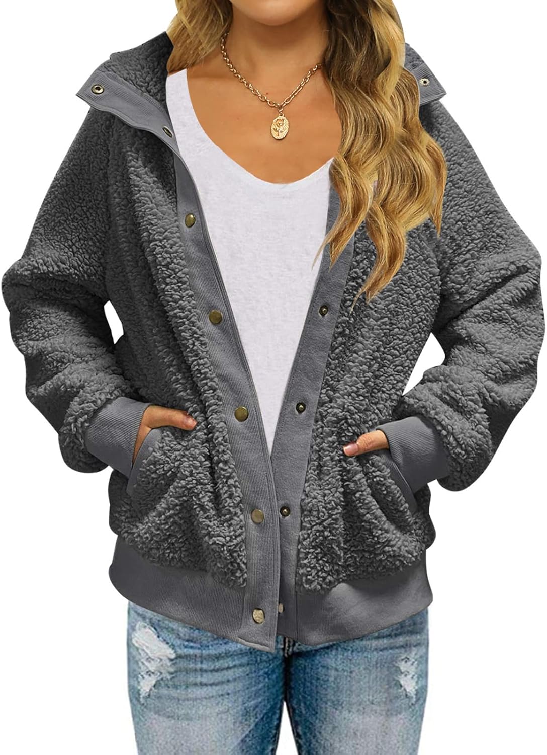 MEROKEETY Womens Fleece Sherpa Jacket for Cozy Winter Wear