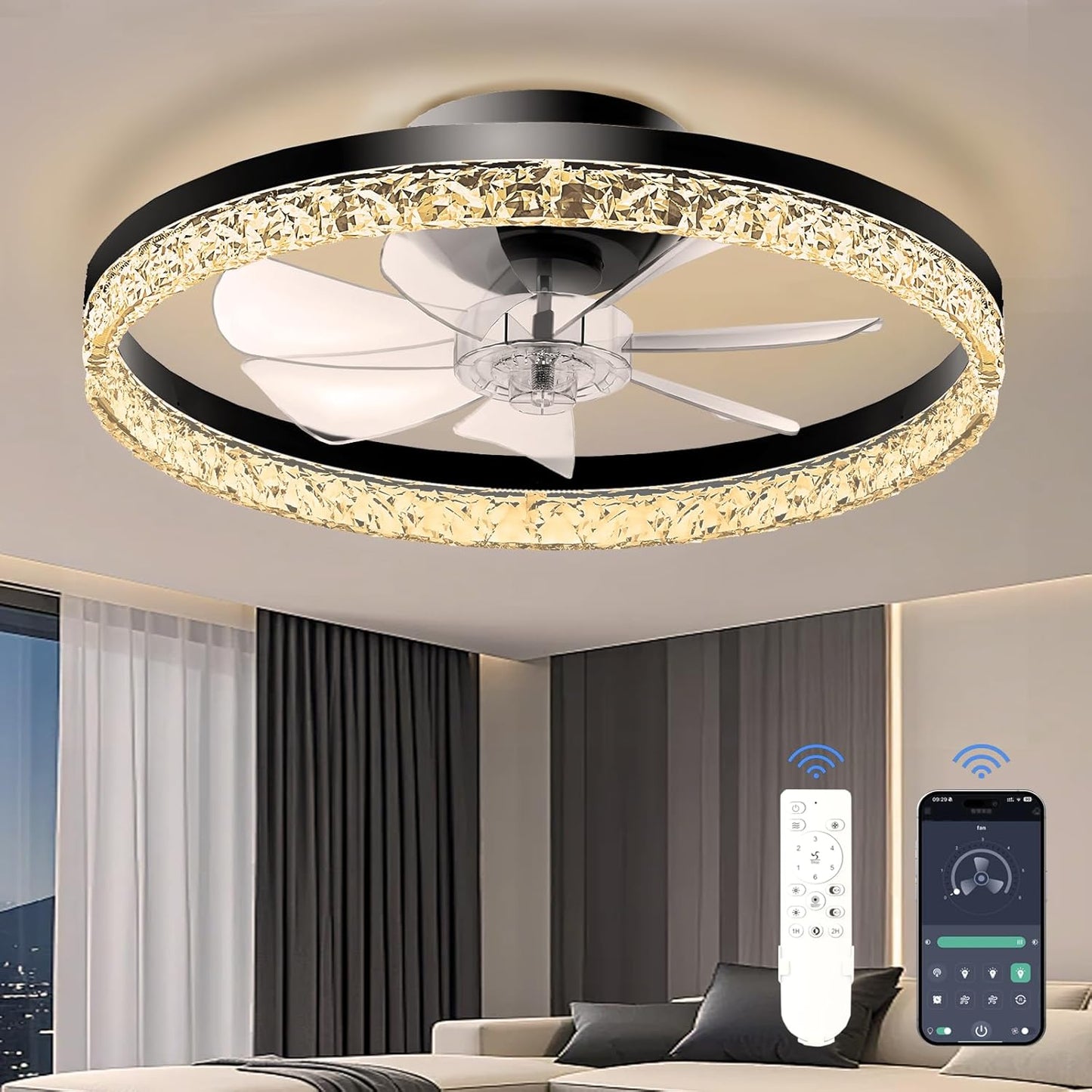 Modern Low Profile Ceiling Fans with Lights and Remote Control