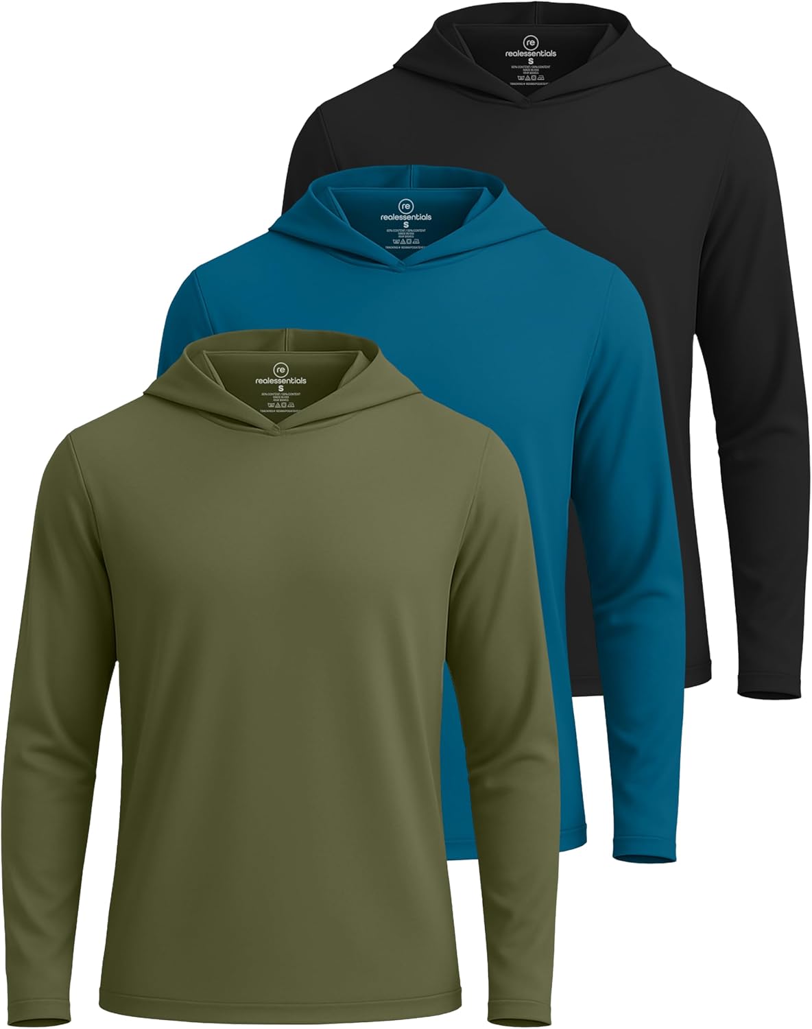 Men's Dry Fit Wicking Long Sleeve Fishing Hoodie Pullover 3 Pack