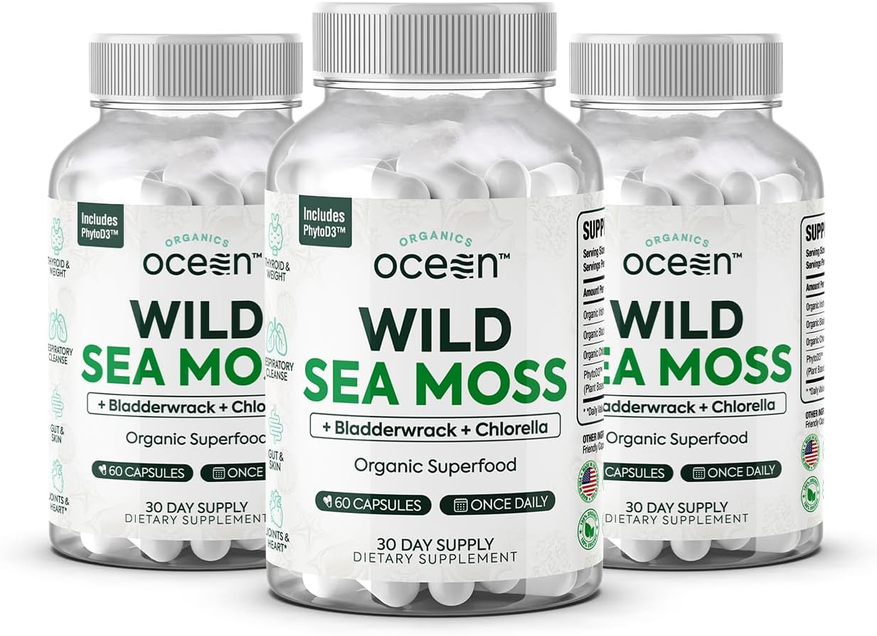 Organic Wild Sea Moss Capsules for Energy and Thyroid Support