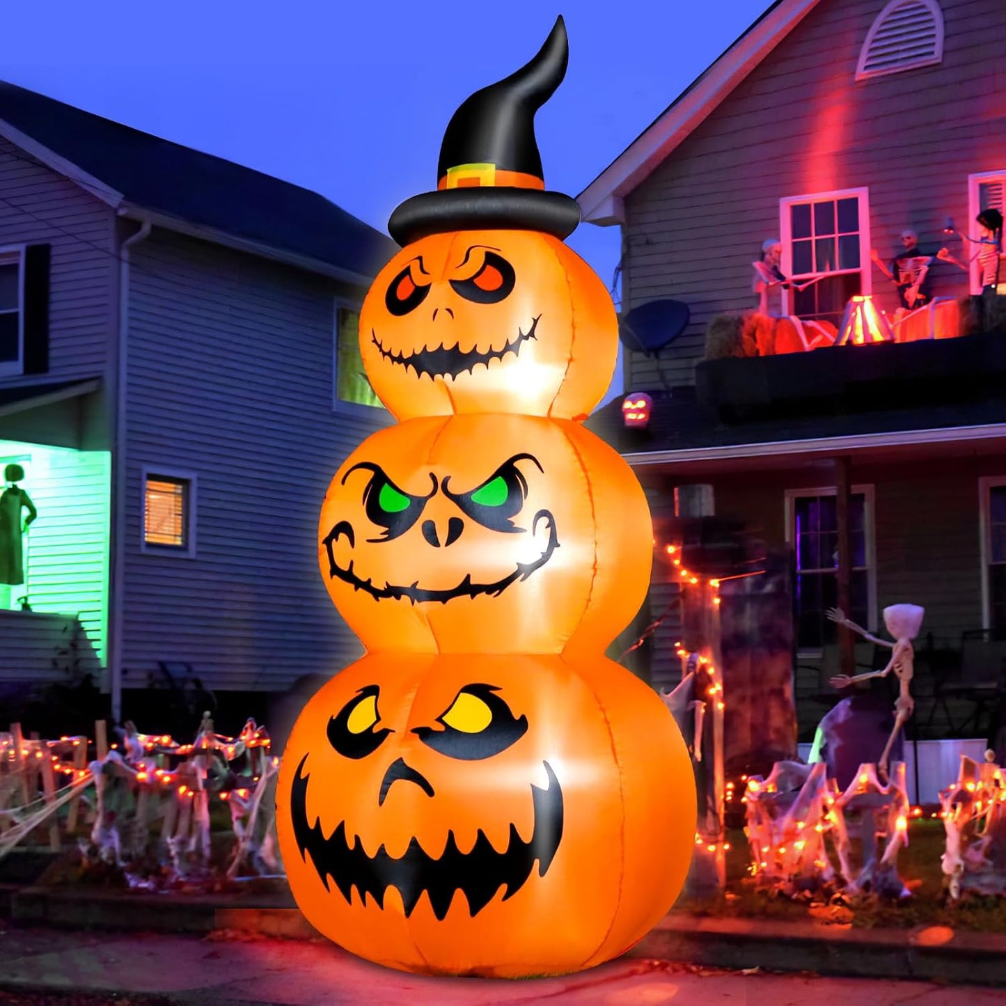 6FT Halloween Inflatable Pumpkins with LED Lights for Yard