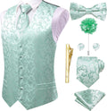 Hi-Tie Silk Mens Vest Set with Tie and Bowtie - 8PC Formal Wear