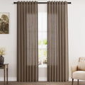 Light Brown Linen Curtains 84 in Long - Semi Sheer Privacy Panels