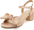 Bowknot Low Chunky Heels Mules Sandals - Comfortable Bridal Style