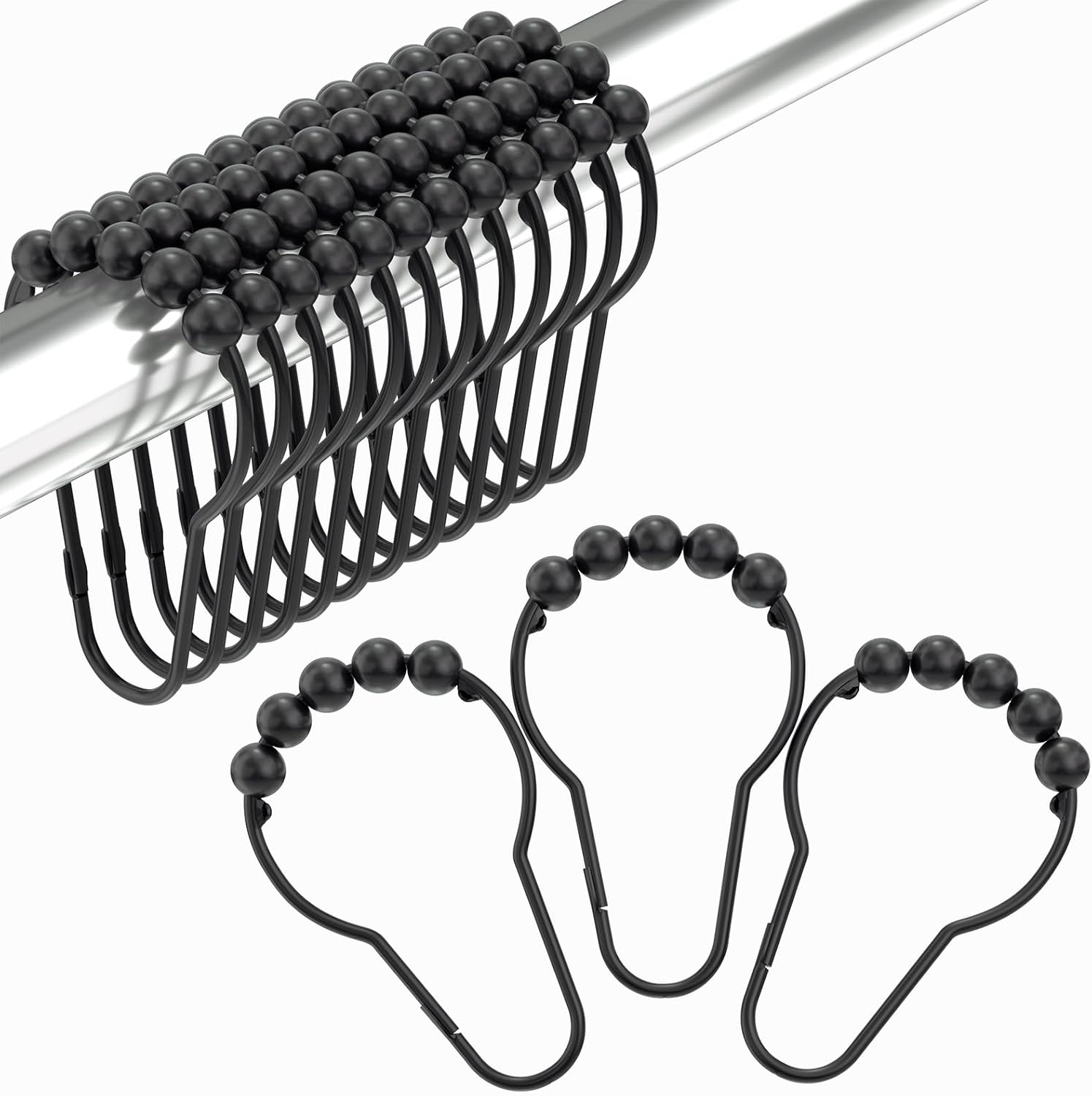 Rust-Proof Stainless Steel Shower Hooks - Set of 12