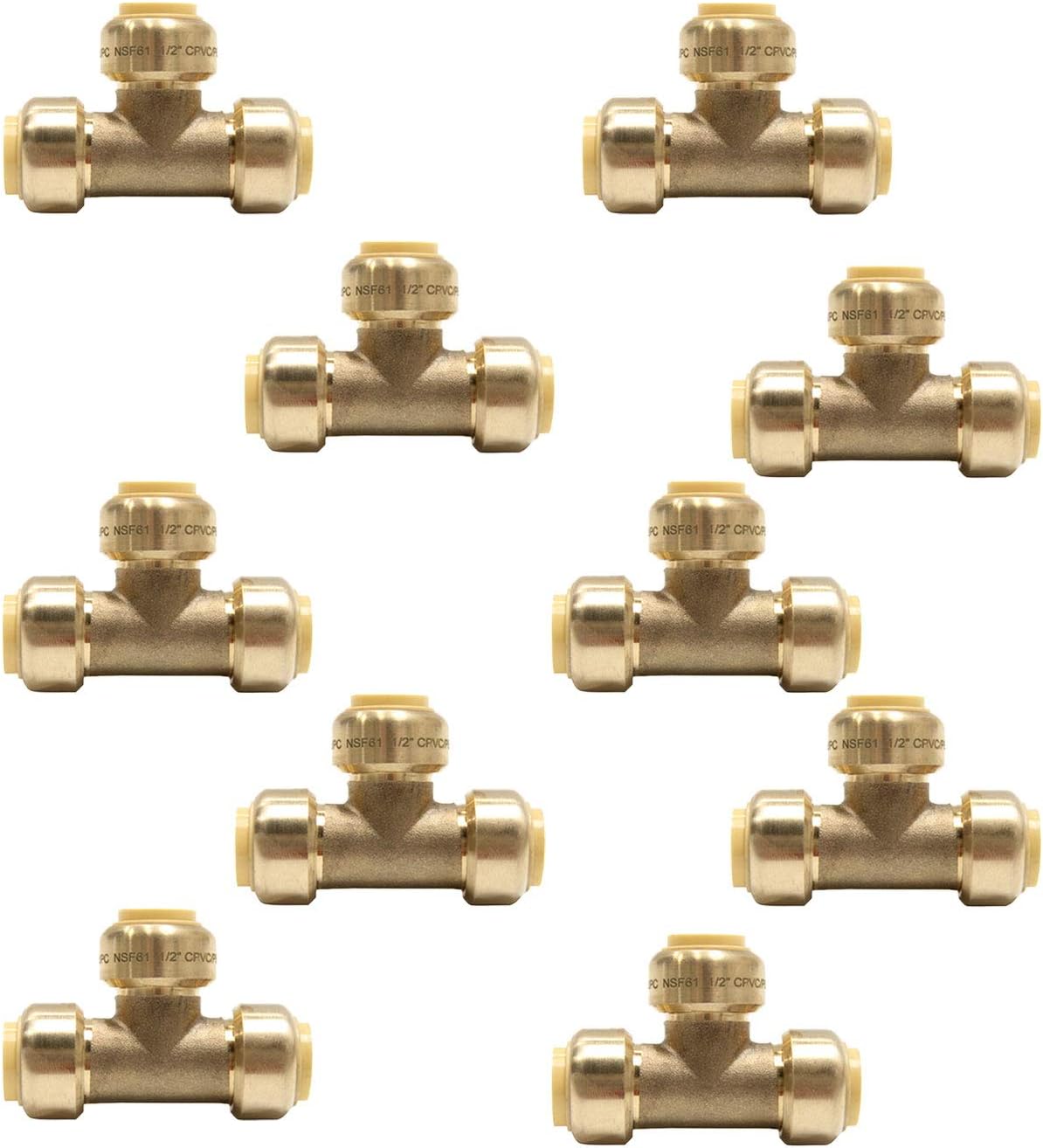 EFIELD 1/2 Inch Tee Push-Fit Fitting for Pex and Copper