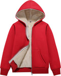 Unisex Kids Sherpa Lined Fleece Jacket Hoodie - Warm Zip-Up