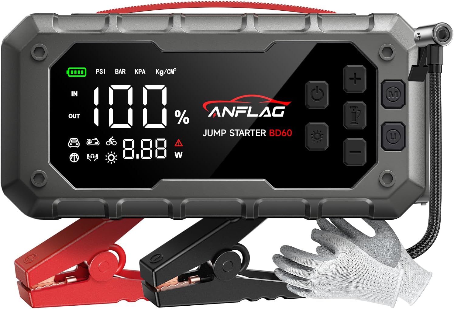 10-in-1 Car Jump Starter with Air Compressor and Lights