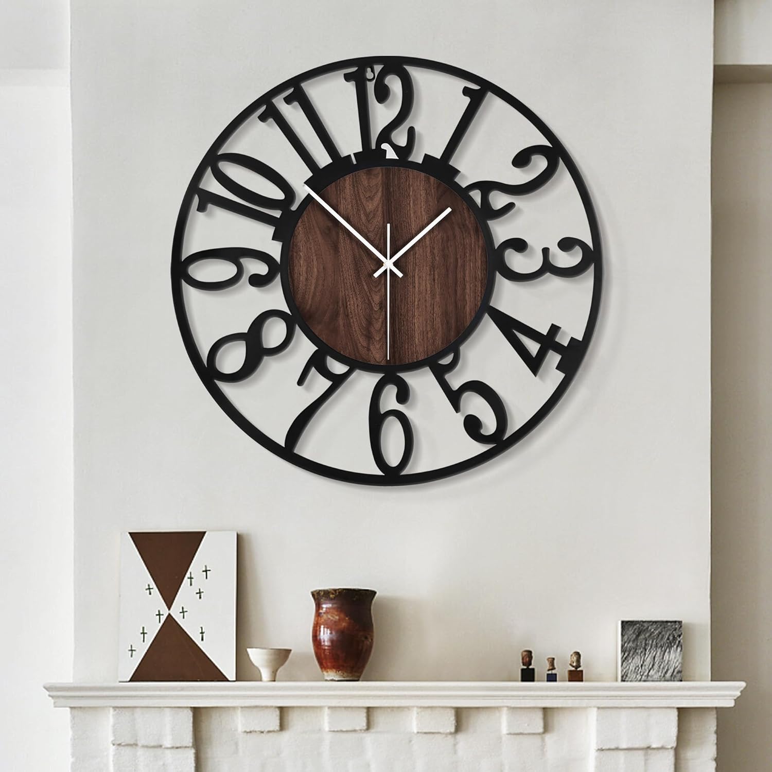 LEIKE Large Wall Clock - Silent Non Ticking Retro Design