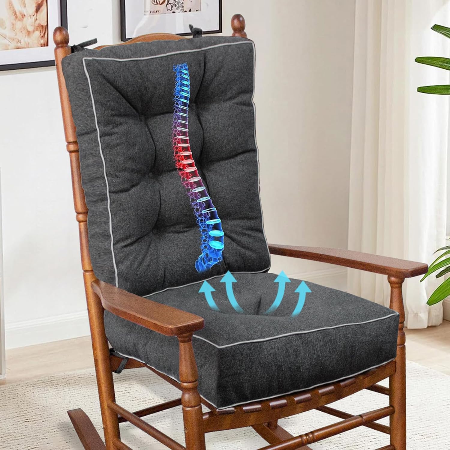 YZ HOME Rocking Chair Cushion Set with Memory Foam Comfort