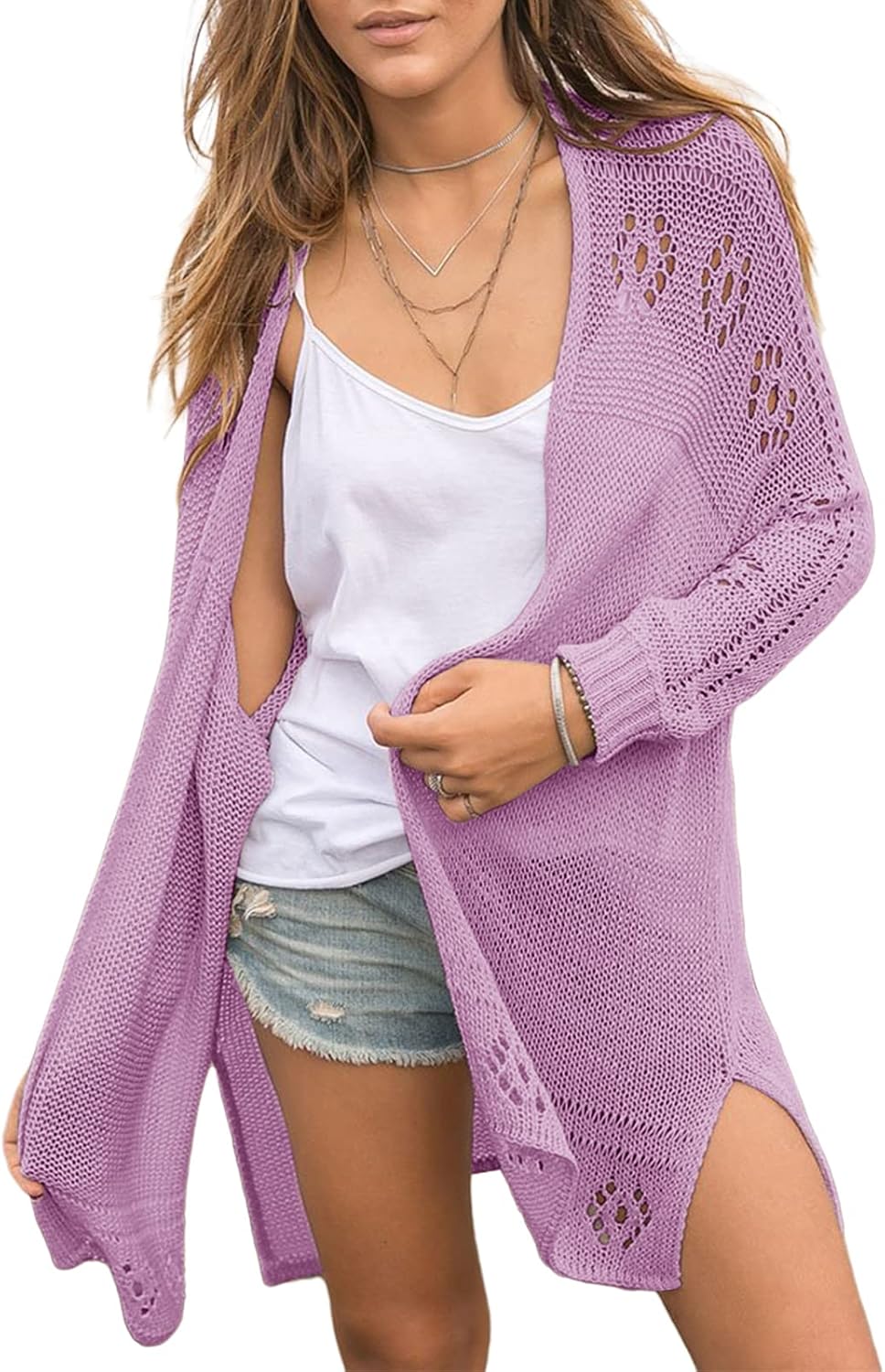 Misassy Womens Open Front Knit Sheer Cardigans for Summer Style