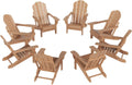 Malibu Outdoor Folding Poly Adirondack Chair Set of 8, Teak