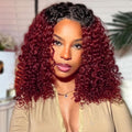 Ombre Burgundy Deep Wave BOB Lace Front Wig 14in - Wear and Go