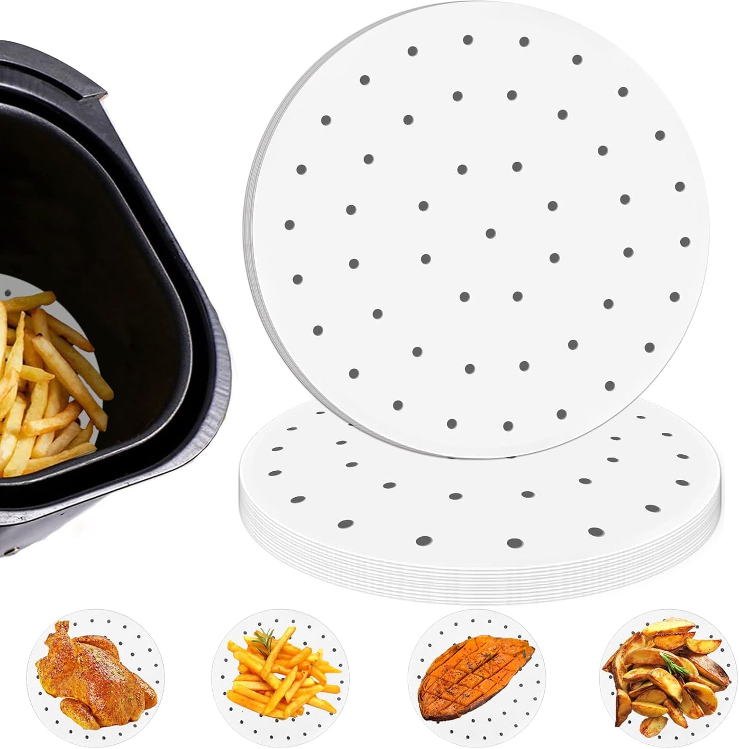 Numola 100 Pcs Air Fryer Liners - Non-Stick Steamer for Easy Cooking