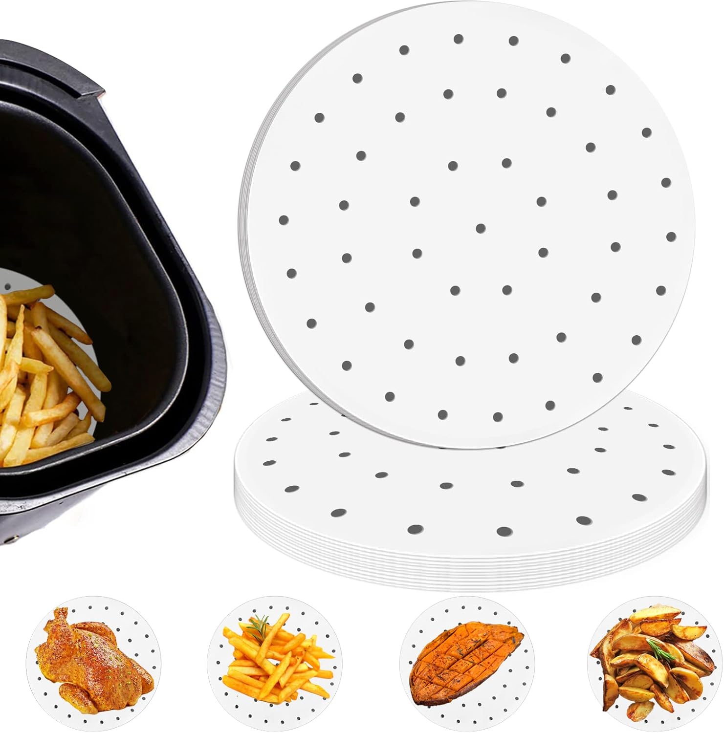 Numola 100 Pcs Air Fryer Liners - Non-Stick Steamer for Easy Cooking