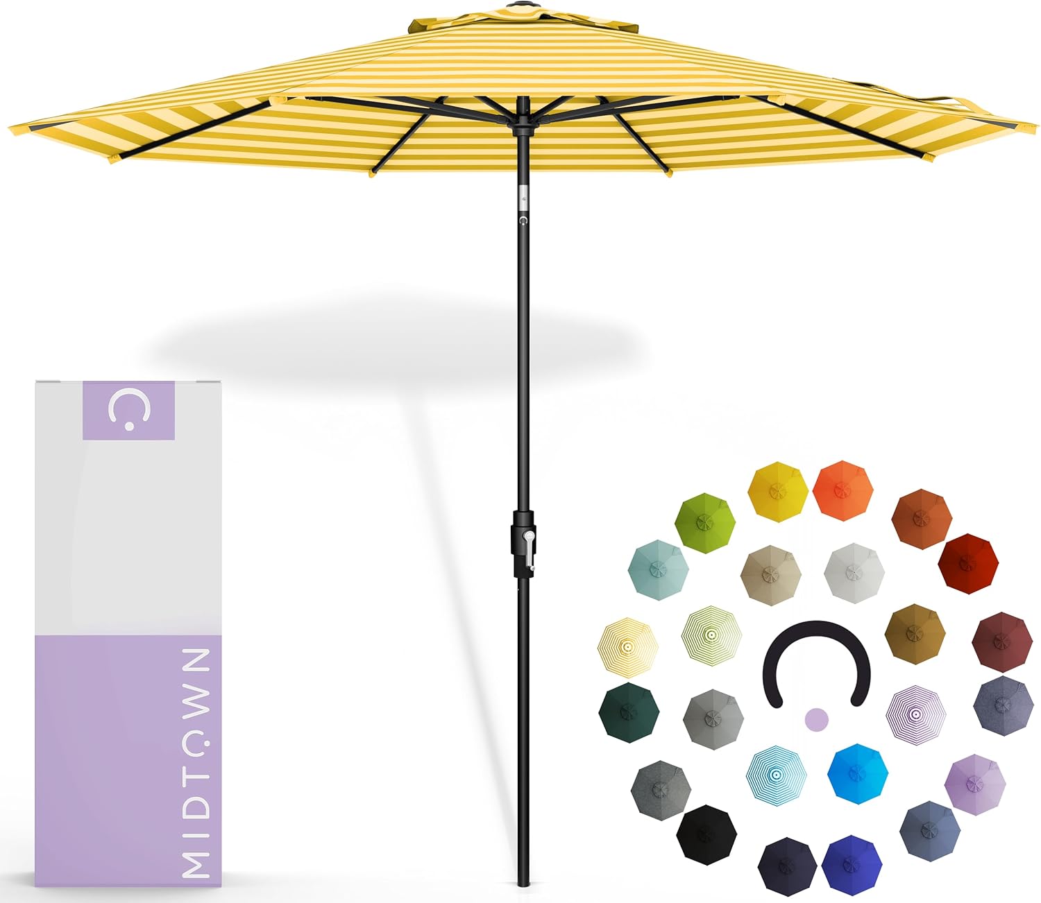 8 Feet Outdoor Umbrella with Terylast Sunny Stripes for Patio