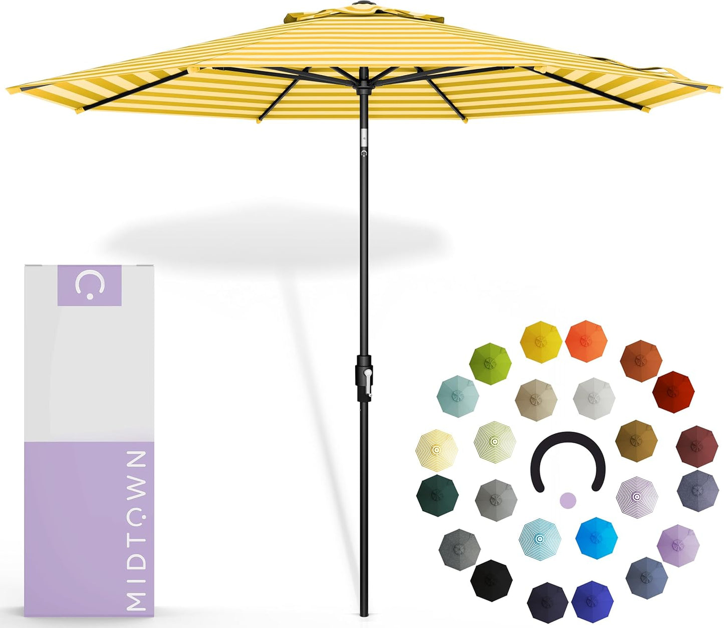 10 Feet Outdoor Umbrella with Terylast Sunny Stripes Design