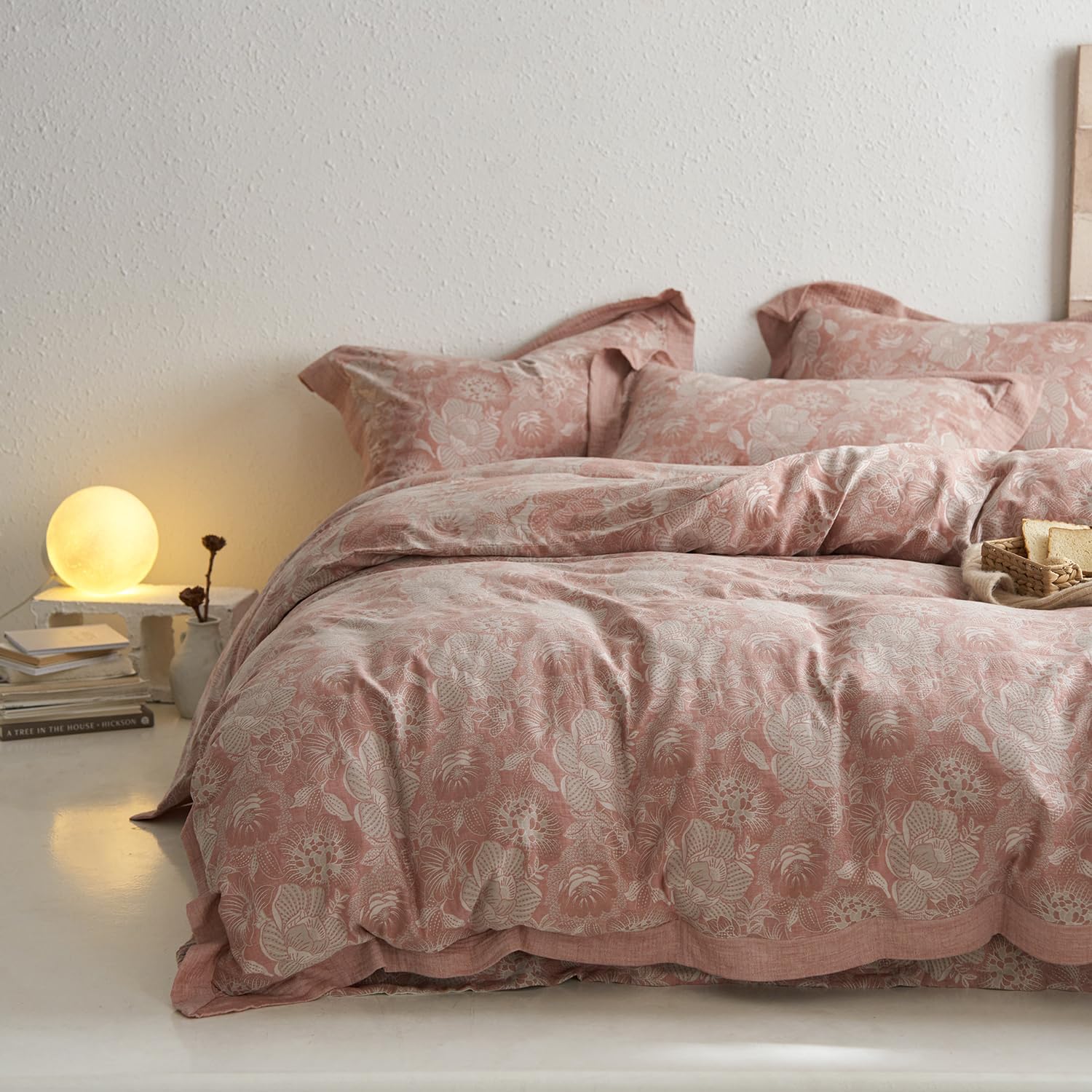 Premium Cotton Duvet Cover Queen with Floral Jacquard Design