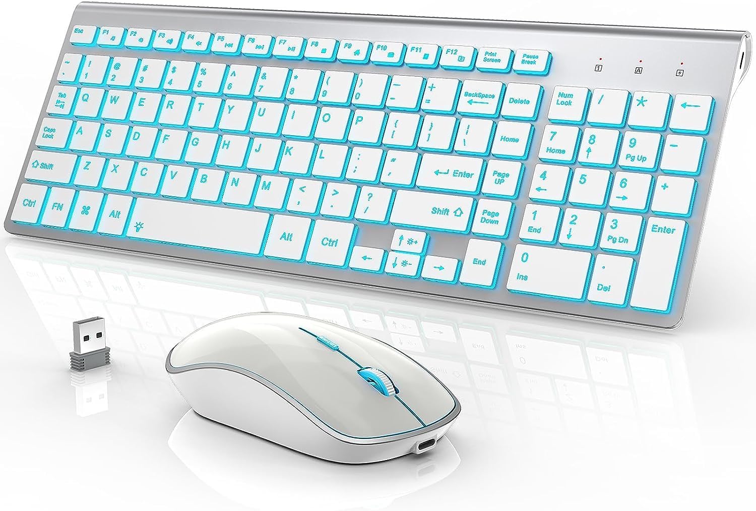 JOYACCESS Backlit Wireless Keyboard & Mouse - Quiet, Rechargeable