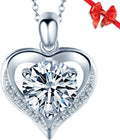Moissanite Necklace for Wife - D Color VVS1 1ct Halo Heart Pendant