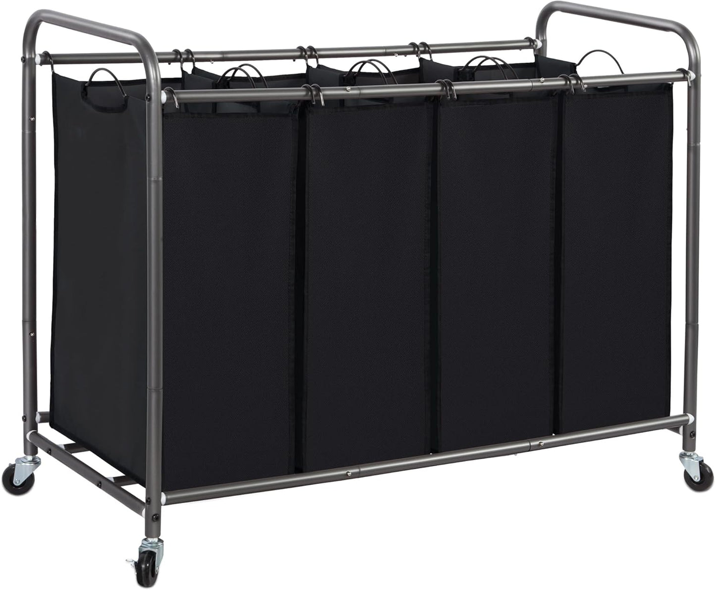 Laundry Sorter with Wheels - 4 Section Hamper for Easy Sorting