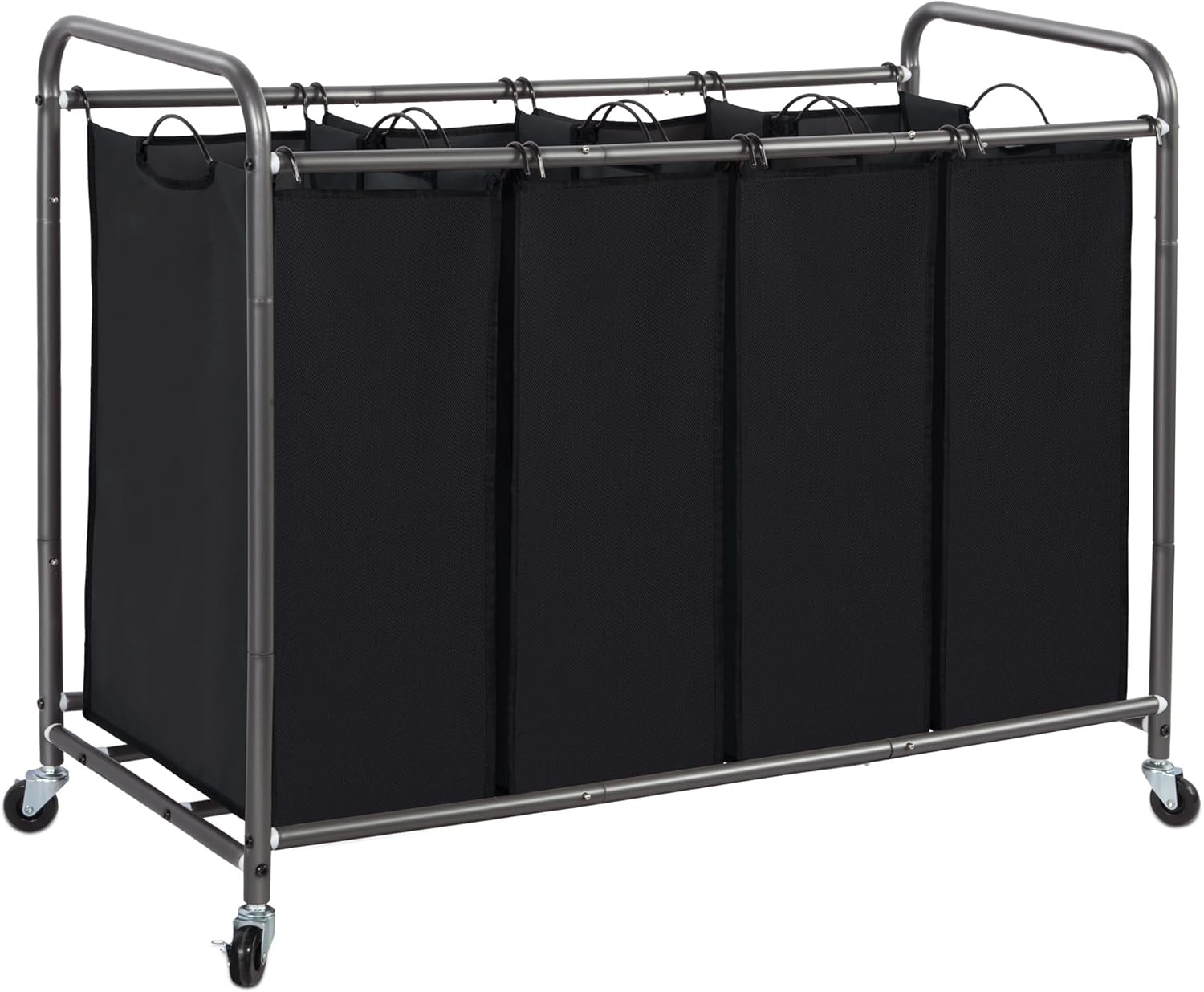 Laundry Sorter with Wheels - 4 Section Hamper for Easy Sorting
