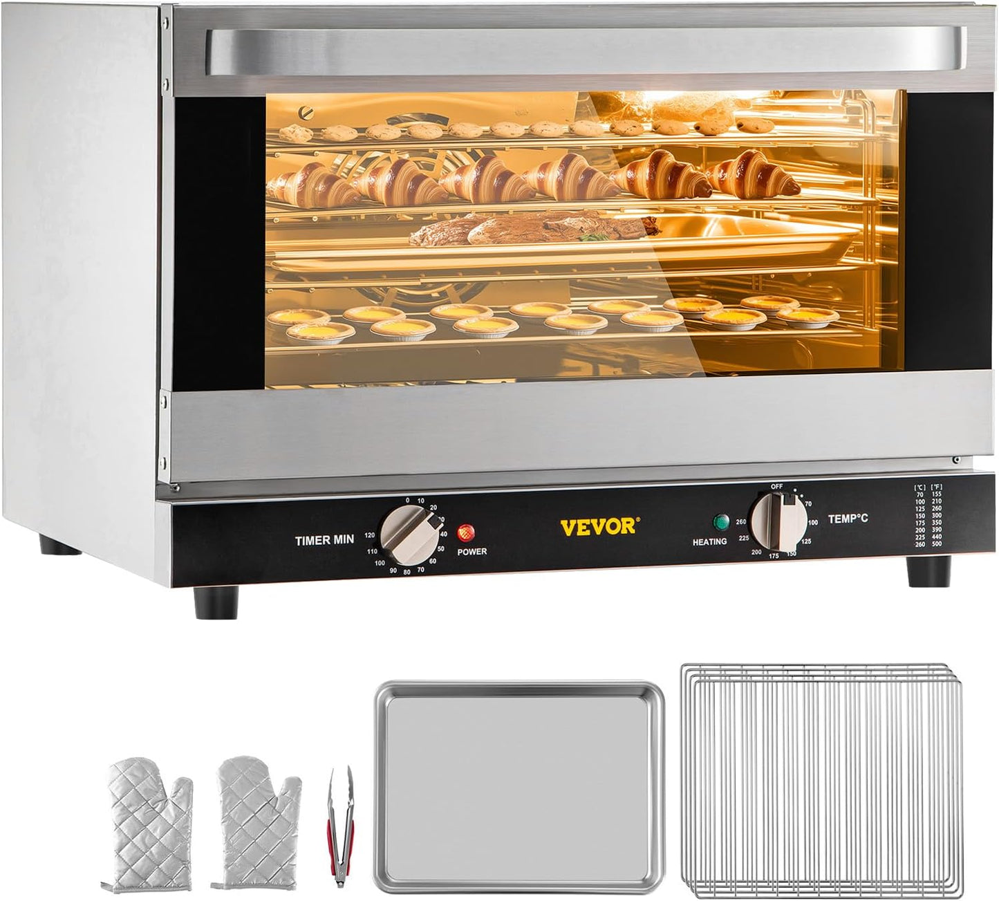 VEVOR Commercial Convection Oven: 43Qt Half-Size Countertop