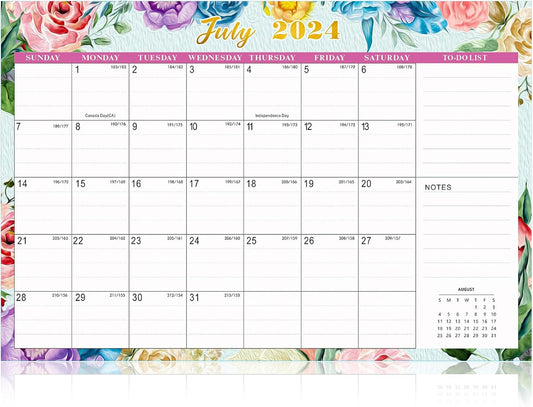 Gannyfer 18-Month Desk Calendar 2024-2025 - Large Floral Organizer