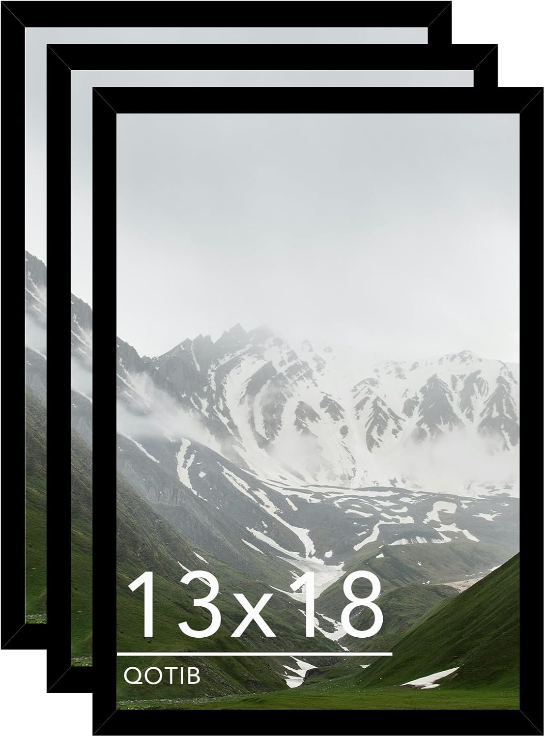 13x18 Picture Frame Set of 3 for Wall Mounting in Black